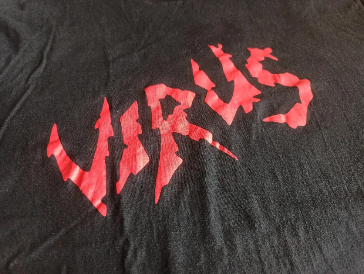 Virus Vintage 80s T Shirt Thrash Metal Band UK old logo collezione magliette vtg