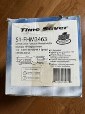 SOURCE 1 S1-FHM3463 Blower Motor 1/2HP 1075RPM 1PH 115V 4SPD CW/CCW