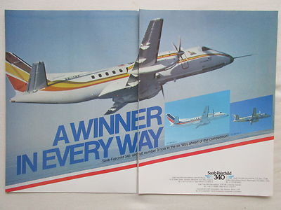 10/1983 PUB FLUGZEUG SAAB FAIRCHILD 340 AM AIRLINE SF340 NR.2 NR.3 ORIGINAL ANZEIGE