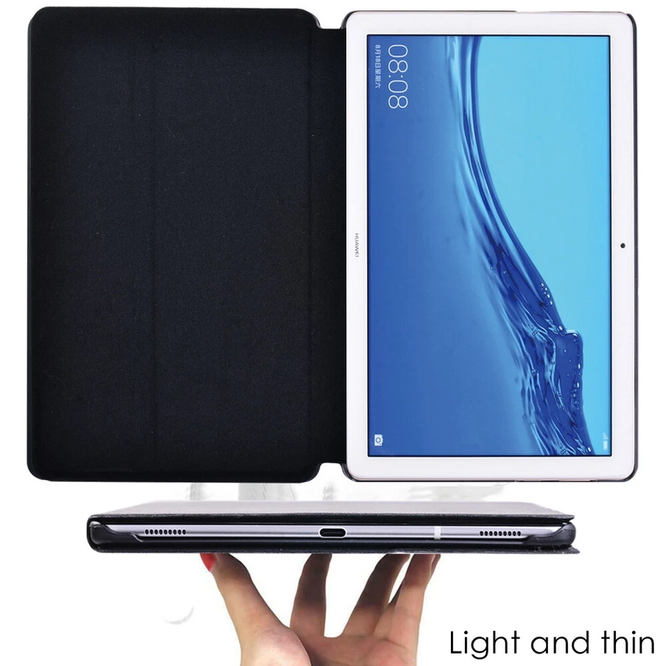 Black Leather Stand Cover Case For Huawei MediaPad T3/T5/M5 Lite/M5 10.1'' 10.8 - Image 2 of 4