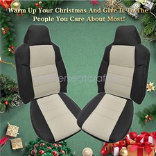 Front Leather Seat Cover For 2005 Ford Excursion Limited Xlt 2 Tone Tan Black