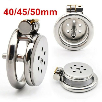 Super Small Stainless Steel Chastity Flat Cage Male Device Lock Enhance Ring