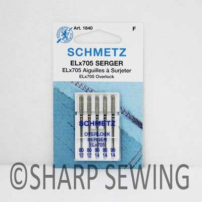 5 SCHMETZ NEEDLES OVERLOCK SERGER ELX705 ASSORTMENT HOME SEWING ELNA SERGER