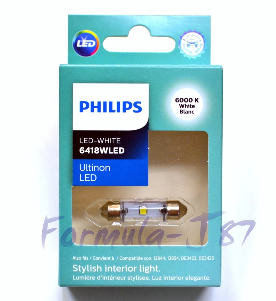Philips Ultinon Luz LED 6418 Blanco 6000K Dos Bombillas Placa Etiqueta Reemplazar Foto 3 de 4