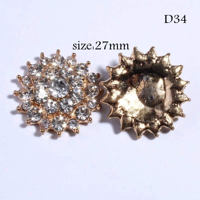 15PCS 27MM Hot Silver Crystal Snow Rhinestone Button For Flower Accessory Metal - Image 3 of 3