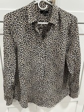 J. CREW Womens Sz 6 Silk Leopard Animal Print Cheetah Blouse AK30