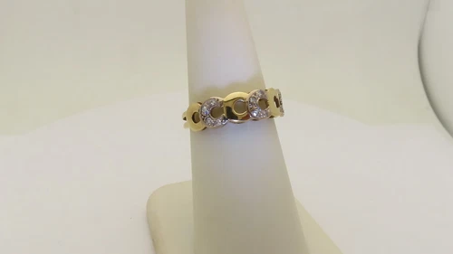 Anillo de oro vintage pavé natural banda de diamantes de 18k diseñador regalo talla 6,5 R010 - Vídeo 1 de 1