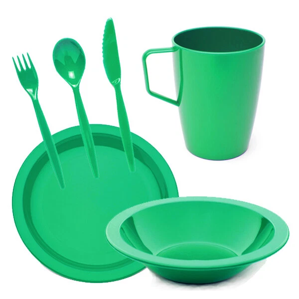 Harfield Camping Dinner Set Polycarbonate Plastic Tableware Pack BBQ Garden HQ - Image 4 of 4