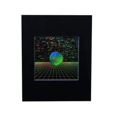 3D Earth with Grid Hologram Picture MATTED, Collectible EMBOSSED Type Film