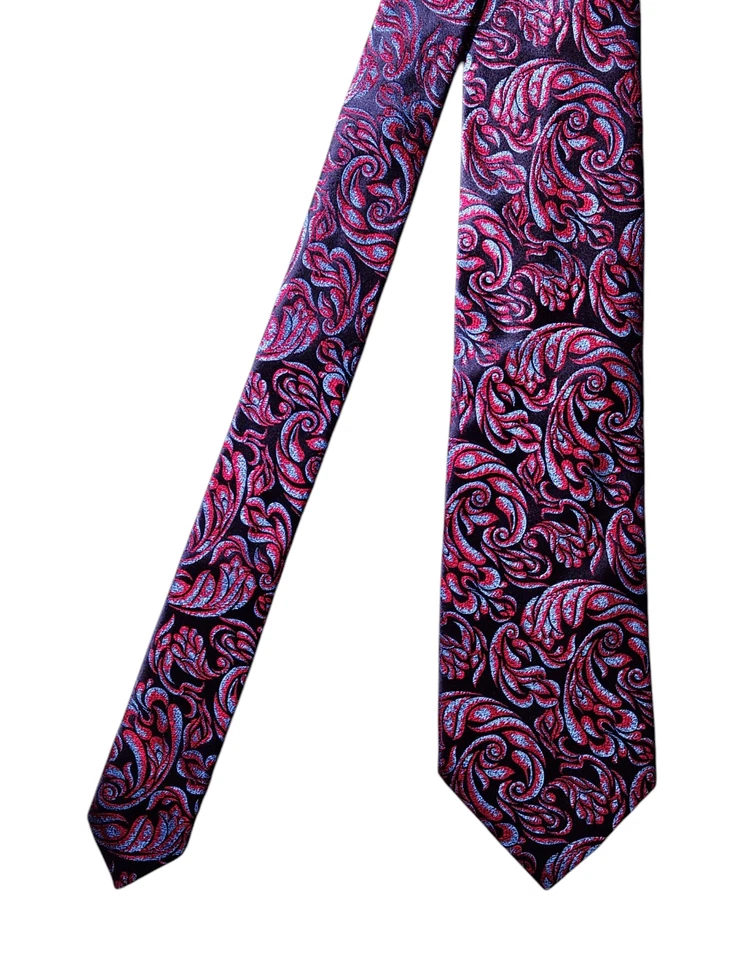 Corbata Charvet Place Vendome para hombre negra roja azul floral seda hecha en Francia Foto 2 de 4