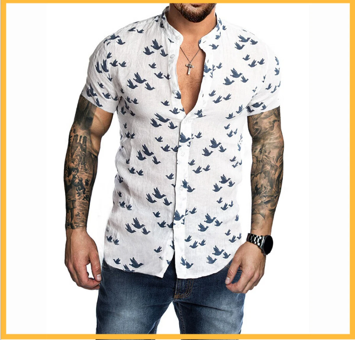 Elegante Camisa De Manga Corta Informal Con Estampado De Estilo Vaquero Para  Hombre, Camisa Para Hombre Para Vacaciones De Verano, Camisetas Para Hombre,  Regalo Para Hombre - Temu Chile