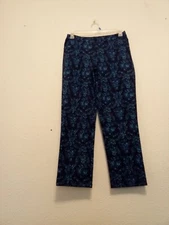 Erica Taylor Women's Blue Print Elastic Waist Pull On Pants size L