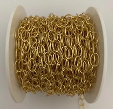 Gold Plated Brass Chain |  Oval Cable Chain | Gold Plated and Smooth Chain | Ele
