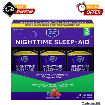 Berkley Jensen Night Time Sleep Aid Diphenhydramine HCl 50mg