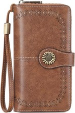 SENDEFN Wallet for Women RFID Blocking Leather Clutch Long Purse Large Capaci...