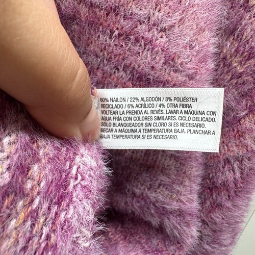 Fuzzy Striped Pullover Womens Sweater Purple Size XS Cozy Soft Textured - Picture 5 of 5