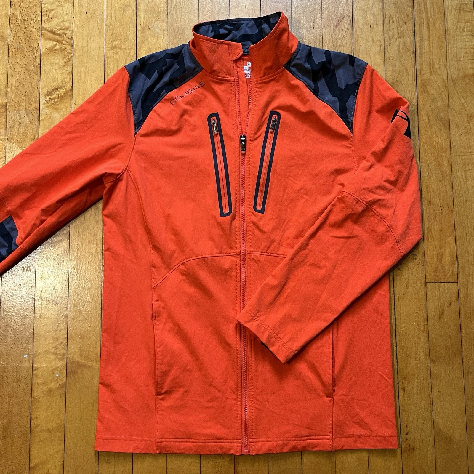 Under Armour Combine Storm Jacket Men's Medium Orange Black Cold Gear Full Zip