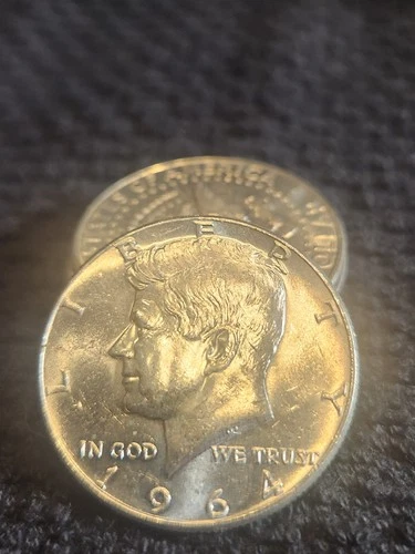 1964 Kennedy Half Dollar  BU  $2.50 Face Value. Amazing Details. No Reserve