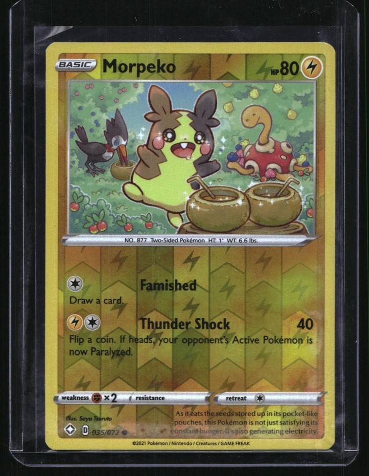 Pokemon Shining Fates Morpeko Reverse Holo Common TCG Card Pokemon Shining Fates Morpeko 035/072 Reverse Holo Common TCG Card