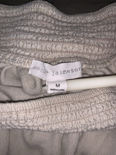 PANTALONE MEDIO BEIGE COCO & JAIMESON LINO GAMBA LARGA CROPPED CASUAL ELASTICO IN VITA - Foto 15 di 23