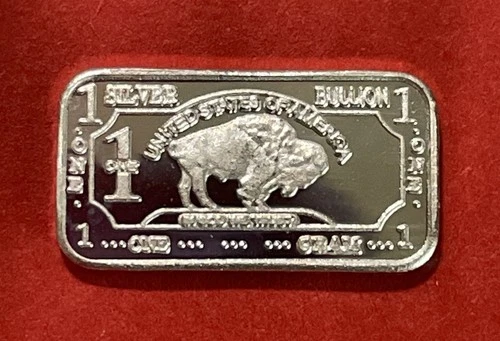 1 Gram Solid Silver Double Image Buffalo Bullion Bar! 999 Pure Silver!