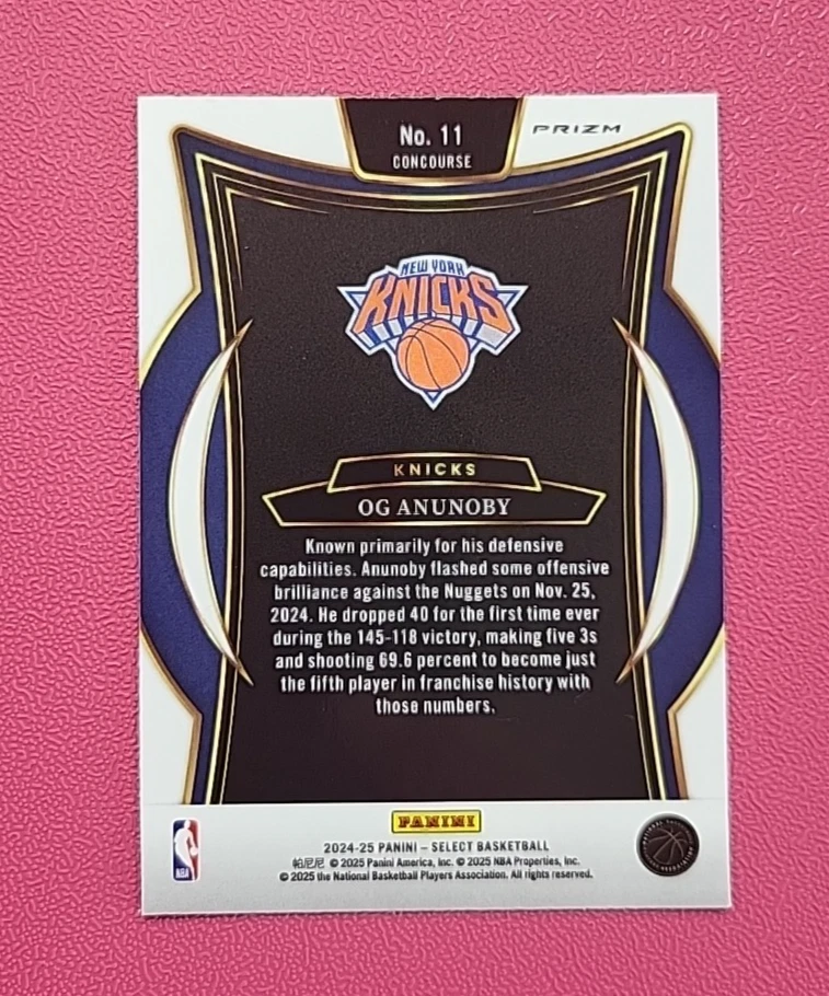 OG Anunoby - New York Knicks - 2024-25 Select - Green White Purple Prizm - #11 - Image 2 of 2