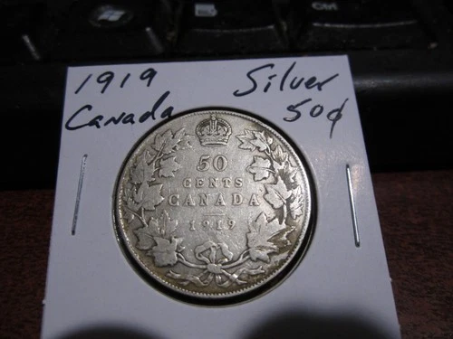 Canada 1919 - 50 Cent half dollar Canadian Coin - 90% Silver