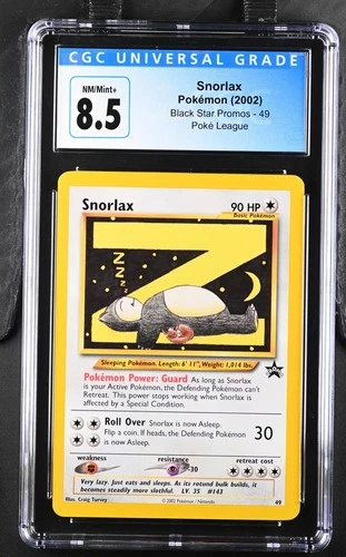 CGC 8.5 MINT Snorlax Z # 49 WOTC Black Star Promo Pokemon Card Blue Label 💤✨