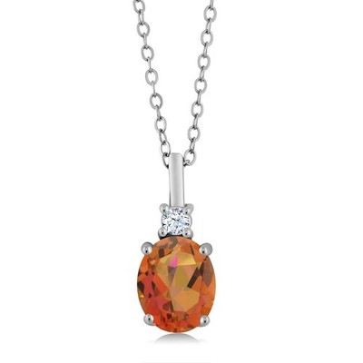 2.35 Ct Oval Twilight Orange Mystic Quartz 925 Sterling Silver Pendant