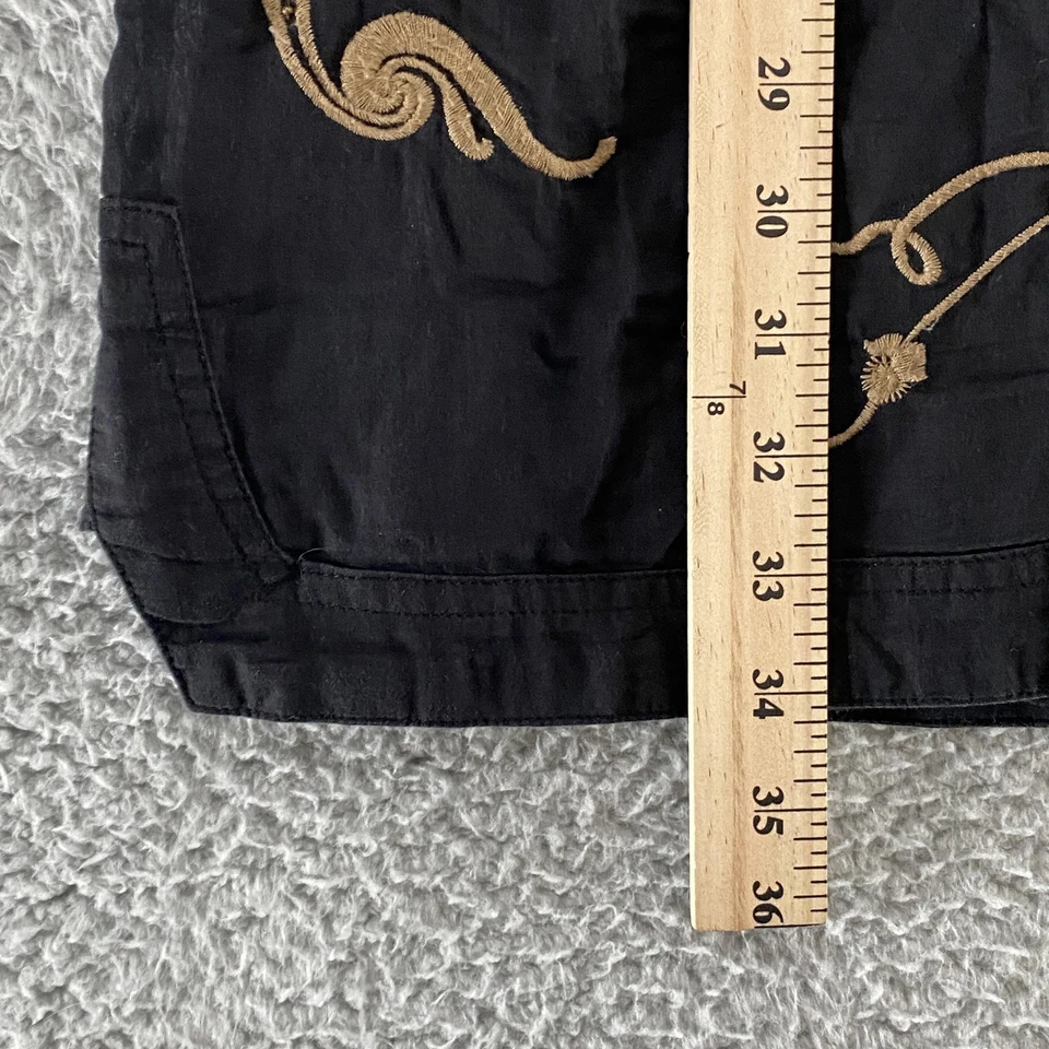 Da-Nang Y2K 连衣裙女式中号黑色刺绣束腰花卉波西米亚棉 90 年代 — 第 4/4 张图片