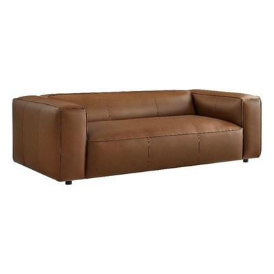 Modway Auren Vegan Leather Upholstered Sofa in Coffee
