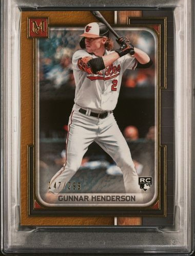 2023 Topps Museum Collection /299 Gold Rookies #34 Gunnar Henderson RC SP PSA 8 view 4