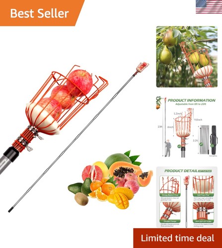 23FT Fruit Picker, Adjustable Fruits Picker Tool with Fiberglass Pole, Big Ba... - 第 1/10 張圖片