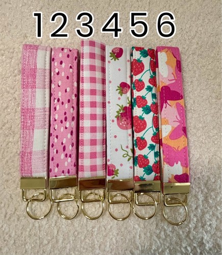 Handmade Key Fob Keychain Fabric Wristlet Assorted Colors Multiple Options - Bild 11 von 30