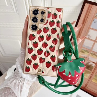 Sweet Full screen strawberry pattern Shockproof  Crossbody case Cell Phones