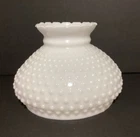 Vintage White Milk Glass Hobnail Ruffled Top Hurricane Oil Lamp Shade 7'' Fitter