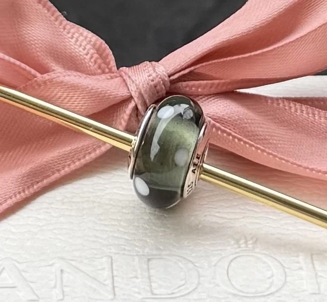 Original Pandora Murano „Punkte“ Dots schwarz, weiß, 925 silber #790603