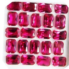 10 PCS Natural Red Ruby Loose Gemstone Certified Emerald Shape Lot
