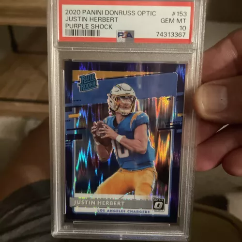 2020 Donruss Optic Justin Herbert Purple Shock Rated Rookie #153 RC PSA 10 GEM🔥