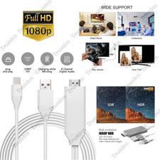 For iPhone 13 12 11 8 7 XR iPad HDMI Mirroring AV Cable Phone to TV HDTV Adapter
