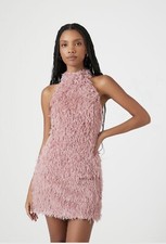 Shaggy Faux Fur Mini Halter Dress Forever 21 Size Medium New With Tags