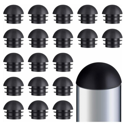20x 1 Inch Round Black Plastic End Caps Plugs Chair Leg Tube Inserts Glide C141