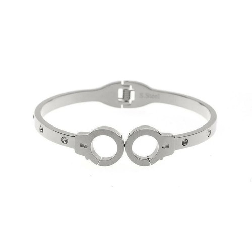 Damen Edelstahl Armband 316L Handschellen Zirkonia Armreif Armspange Nickelfrei - Bild 3 von 5