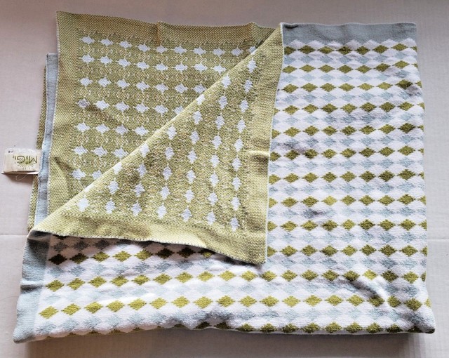 Migi Argyle Diamond Pattern Baby Blanket Blue Green 100 Cotton Lovey