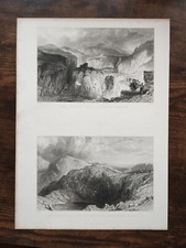 Long Sleddale Slate Quarry & Bley Water - Antique Print - 1835