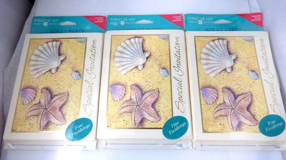 Sea Shell Beach American Greetings Party Special Invitations Lot of 3 Packs New - Image 3 of 4