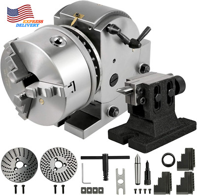 Indexing Dividing Head BS-1 6'' 3 Jaw Chuck & Tailstock for Milling Machine