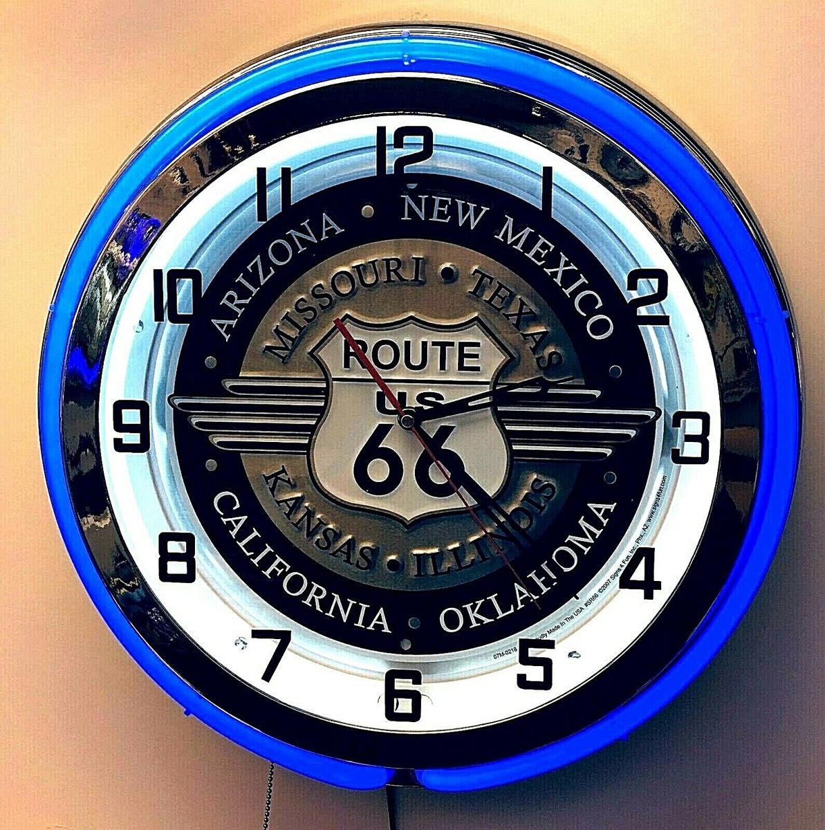 ヴィンテージ　ブルーネオン　ルート66　時計 ヴィンテージ ブルーネオン ルート66 時計 ヴィンテージ ブルーネオン