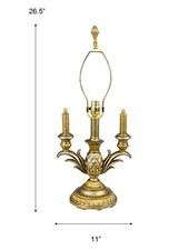 258 - DALE TIFFANY METAL LAMP BASE AND CANDLE HOLDER REC-16" FABRIC SHADE
