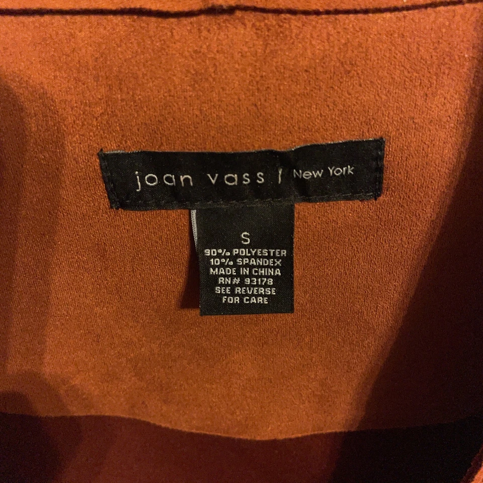 Túnica abierta Joan Vass para mujer talla pequeña marrón óxido gamuza clara manga 1/2 negocios Foto 2 de 4